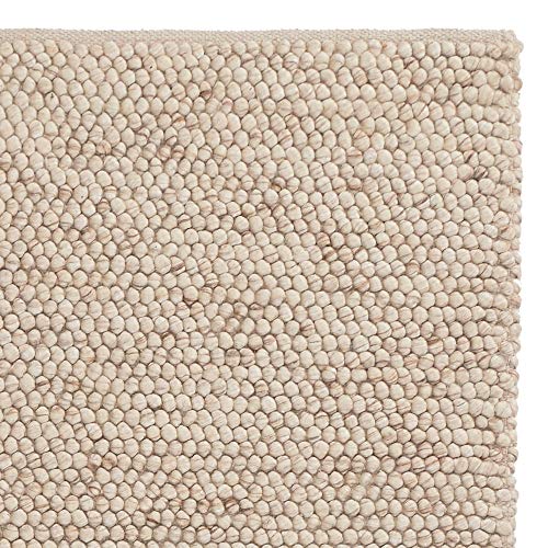 URBANARA Alfombra Ravi – Blanco natural 300 x 400 cm 60% lana virgen, 20% viscosa, 20% algodón, alfombra de salón, alfombra tejida a mano, con jaspeado y moderna estructura rugosa