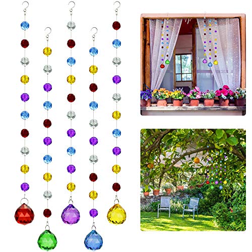 UTRUGAN Kit Adornos Colgantes de Cristal K9 Guirnalda Octogonal Atrapasol de Cristal Prisma Colgante para Decoración del Árbol de Navidad, Boda, Cumpleaños, Fiesta, Luz (Multicolor, 30 cm)