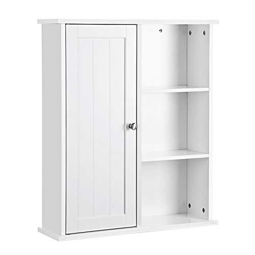 VASAGLE Armario de Pared Armario suspendido Armario Colgante Armario de baño Botiquín Armario Lateral 1 Puerta y estantes Balda Ajustable sin Espejo Blanco 60 x 18 x 71 cm BBC20WT VASAGLE Armario de Pared Armario suspendido Armario Colgante Armario de baño Botiquín Armario Lateral 1 Puerta y estantes Balda Ajustable sin Espejo Blanco 60 x 18 x 71 cm BBC20WT