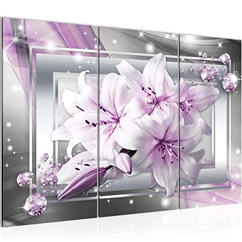 Vector de la decoración floral de la pared del lirio - 120 x 80 cm Vista de impresión en lienzo Salón Apartamento - listo para colgar - 021731b