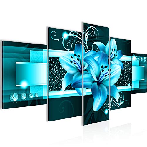 Vector de la decoración floral de la pared del lirio - 150 x 75 cm Vista de impresión en lienzo Salón Apartamento - listo para colgar - 008653a