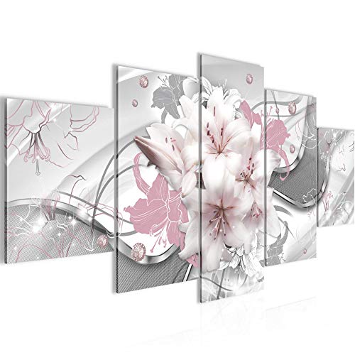Vector de la decoración floral de la pared del lirio - 150 x 75 cm Vista de impresión en lienzo Salón Apartamento - listo para colgar - 016153b
