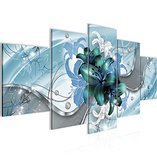 Vector de la decoración floral de la pared del lirio - 150 x 75 cm Vista de impresión en lienzo Salón Apartamento - listo para colgar - 016253c