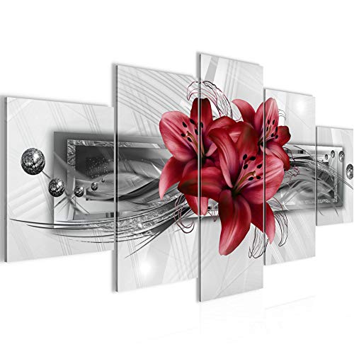 Vector de la decoración floral de la pared del lirio - 200 x 100 cm Vista de impresión en lienzo Salón Apartamento - listo para colgar - 008751c