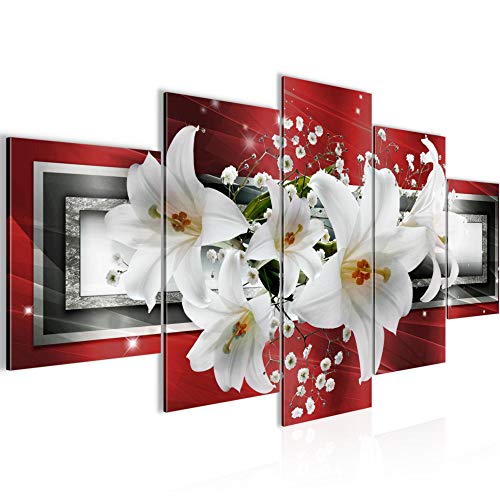 Vector de la decoración floral de la pared del lirio - 200 x 100 cm Vista de impresión en lienzo Salón Apartamento - listo para colgar - 204751b