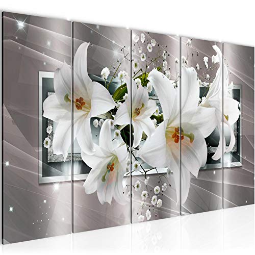 Vector de la decoración floral de la pared del lirio - 200 x 80 cm Vista de impresión en lienzo Salón Apartamento - listo para colgar - 204755c
