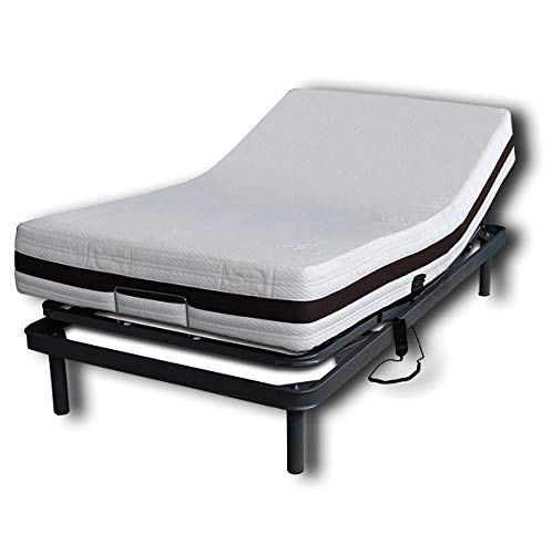 Ventadecolchones - Cama Articulada Reforzada Adaptator + Colchón viscoelástico Visco 5 y Mando con Cable Medida 135 x 190 cm Ventadecolchones - Cama Articulada Reforzada Adaptator + Colchón viscoelástico Visco 5 y Mando con Cable Medida 135 x 190 cm