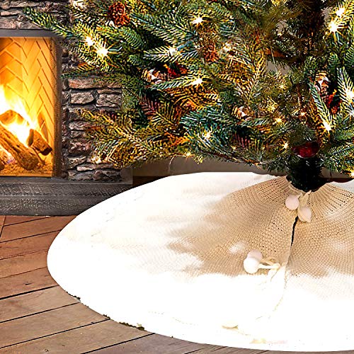 Vertvie Falda de árbol de Navidad Falda de árbol de Punto Tejido de Lujo Adornos de árbol de Navidad Manta de árbol de Navidad Falda de árbol de Navidad para Fiesta de Navidad Decoración de Navidad