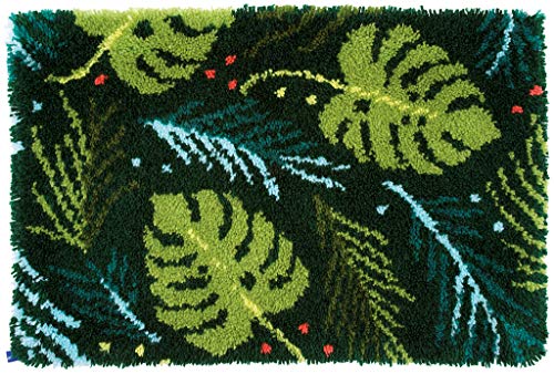 Vervaco – Alfombra de esmirna Hojas Nudos, algodón, Multicolor, 70 x 45 x 0,3 cm