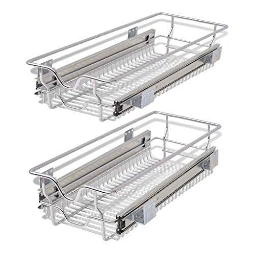 vidaXL 2X Bandejas de Cajones Extraíbles de Alambre Acero Cromado Plateado vidaXL 2X Bandejas de Cajones Extraíbles de Alambre Acero Cromado Plateado