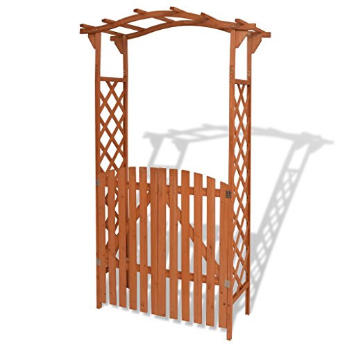 vidaXL Arco de Rosas Enrejado con Puerta Madera Maciza Marrón Arco de Jardín vidaXL Arco de Rosas Enrejado con Puerta Madera Maciza Marrón Arco de Jardín