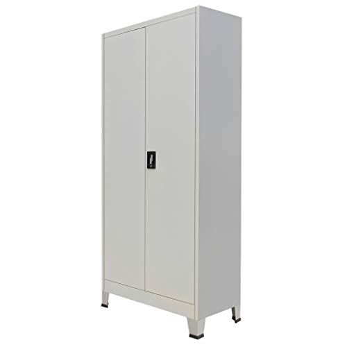 vidaXL Armario de Oficina con 2 Puertas Acero Gris Casillero Mueble Taquilla vidaXL Armario de Oficina con 2 Puertas Acero Gris Casillero Mueble Taquilla