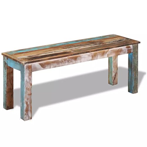 vidaXL Banco Madera Maciza Reciclada Estilo Vintage Retro 110x35x45 cm Asiento vidaXL Banco Madera Maciza Reciclada Estilo Vintage Retro 110x35x45 cm Asiento