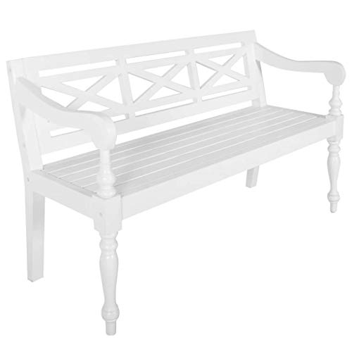 vidaXL Caoba Banco Jardín Madera 3 Plazas Blanco Asiento Patio Mueble Terraza vidaXL Caoba Banco Jardín Madera 3 Plazas Blanco Asiento Patio Mueble Terraza