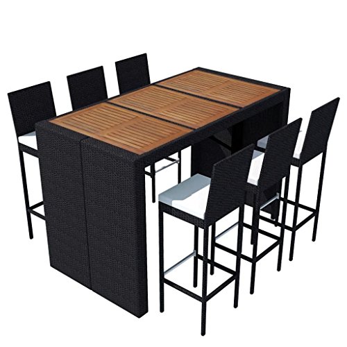 vidaXL Juego de Muebles de Bar de Jardín 13 Pzas Mesa Alta Barra con Taburetes de Exterior Patio Terraza Poli Ratán Sintético Negro Tipo Mimbre vidaXL Juego de Muebles de Bar de Jardín 13 Pzas Mesa Alta Barra con Taburetes de Exterior Patio Terraza Poli Ratán Sintético Negro Tipo Mimbre