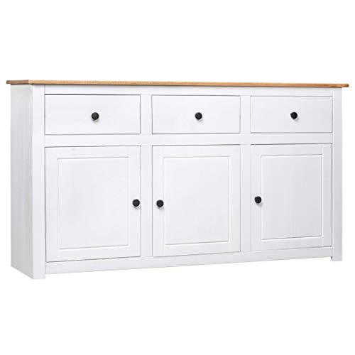 vidaXL Madera Maciza Pino Aparador Estilo Panamá Mobiliario Duradero Robusto Resistente Práctico Funcional Elegante Moderno Útil Blanco 135x40x80cm vidaXL Madera Maciza Pino Aparador Estilo Panamá Mobiliario Duradero Robusto Resistente Práctico Funcional Elegante Moderno Útil Blanco 135x40x80cm