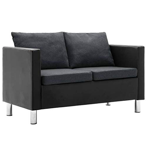 vidaXL Sofá de 2 Plazas Cuero Sintético Negro Gris Oscuro Asiento Sillón Silla vidaXL Sofá de 2 Plazas Cuero Sintético Negro Gris Oscuro Asiento Sillón Silla