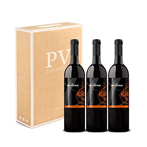 Vino Tinto Ribera del Duero Roble con 6 meses en barrica. Estuche Pack de 3 botellas MILENO 75cl cosecha 2018.