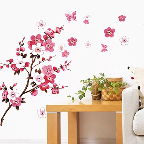 WandSticker4U - Adhesivo decorativo de flores para paredes, diseño floral para muros y paredes de salas de estar, dormitorios, armarios, cocinas y vestíbulos, de grandes dimensiones