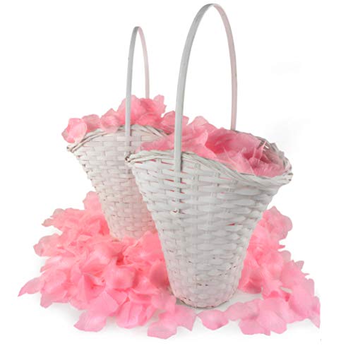 WeedingTree 2 cestas de Flores para bodacon petalos de Rosa en Color Rosa - 2000 pétalos de Rosa para Bodas, día de San Valentín, cumpleaños, y decoración de Fiestas