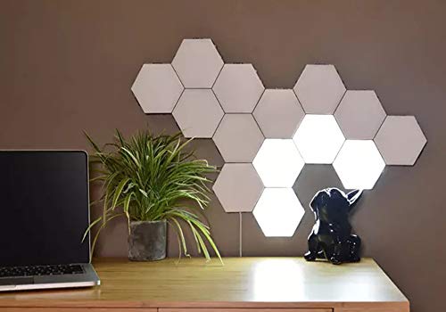 Weiqiao® - Aplique hexagonal, inteligente, led, con adaptador lámpara de pared, iluminación táctil, luces sensibles, decoración para interior modular, bar, casa