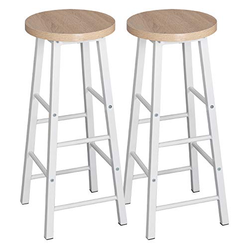 WOLTU 2X Taburete de Bar Muebles Cocina Silla de Comedor Taburete Alto para Salon Cocina Estructura de Metal, MDF Roble Claro BH130hei-2 WOLTU 2X Taburete de Bar Muebles Cocina Silla de Comedor Taburete Alto para Salon Cocina Estructura de Metal, MDF Roble Claro BH130hei-2