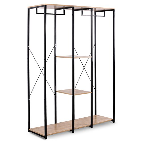 WOLTU Burro Perchero Ropa Colgar Ropa Resistente sin Ruedas con Estantes Madera Metálico Estable Estante Colgante 120 x 40 x 167 cm SR0048hei WOLTU Burro Perchero Ropa Colgar Ropa Resistente sin Ruedas con Estantes Madera Metálico Estable Estante Colgante 120 x 40 x 167 cm SR0048hei