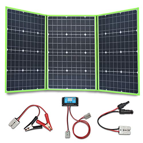 XINPUGUANG 150W (3X 50W) Panel solar plegables 12v Monocristalino Silicona Flexible Cargador Solar para 12V Batería Camper Canvan Camping Senderismo RV Carga (Verde)