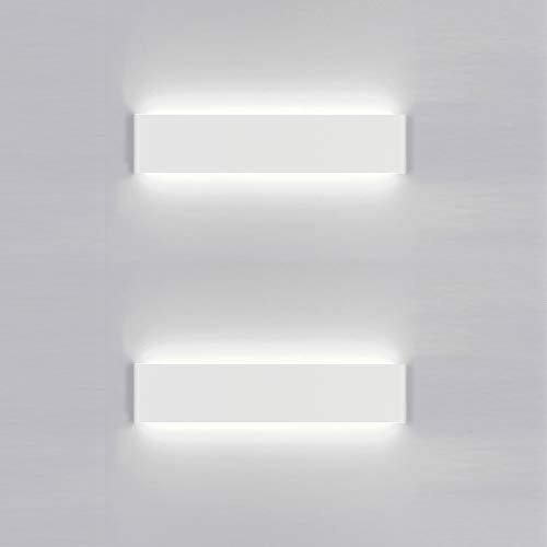 Yafido 2x Aplique Pared Interior LED 30CM Lámpara de pared 12W Blanco Frío para Salon Dormitorio Sala Pasillo Escalera AC 220V