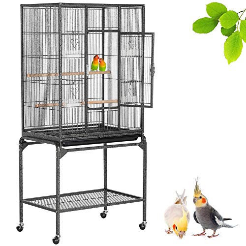 Yaheetech Jaula para Pájaroas Jaula Grande con Soporte Pie Jaula para Loros Mascota Jaula con Ruedas 136 cm