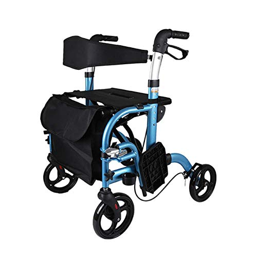 Z-SEAT Andador con Ruedas Plegable Ayuda para Caminar en Aluminio Esencial para el Hospital Fácil de Transportar Reposabrazos para Ancianos Muletas Andador de 4 Ruedas Asas Ergo