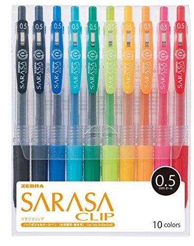 Zebra Sarasa Clip 0.5, 10 Color Set (JJ15-10CA) by Zebra