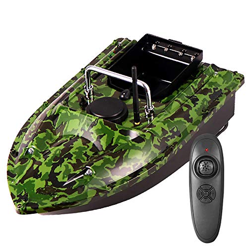 ZJRA Barco de Cebo de Pesca Inteligente, lámpara de señuelo para Peces, Control Remoto de 500 m, Herramienta de Pesca asistida por Carga de 1.5 kg, batería de Gran Capacidad/Color de Camuflaje