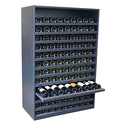 ZonaWine - Botellero aparador con baldas extraibles en Madera Negra para 108 Botellas. Medidas: 126/84/42 cm Fondo
