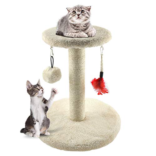 Zubita Rascadores para Gatos, Árbol para Gatos Arañazo Gatos Juguetes de Sisal Natural, Cat Toy Centro de Actividad para Gatitos, Color Beige, 28 * 28 * 29 CM Zubita Rascadores para Gatos, Árbol para Gatos Arañazo Gatos Juguetes de Sisal Natural, Cat Toy Centro de Actividad para Gatitos, Color Beige, 28 * 28 * 29 CM