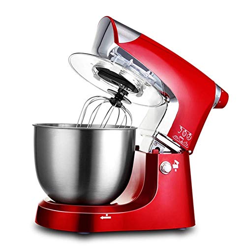 zvcv Cake Mixer, Professional Food Mixer, 1000 W Power, High, Medium and Low Gear, Can Be Used for Shaking, Mixing, Mixing, 5 Liter Stainless Steel Bowl, Red