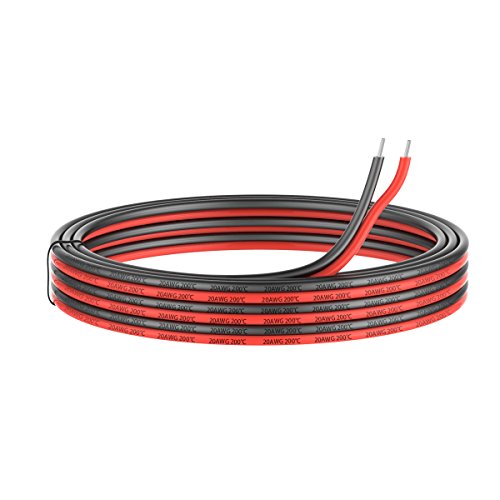 0.52 mm² 2 Conductor Cable de silicona paralelo 20Metros [negro 10M rojo 10M] 20awg de cables de conexión Cable de cobre estañado trenzado sin oxígeno Resistencia a altas temperaturas
