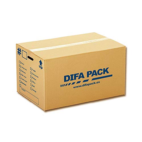 10 Cajas de cartón para mudanzas con asas - 500 x 350 x 350 mm - Canal Doble - Cajas grandes