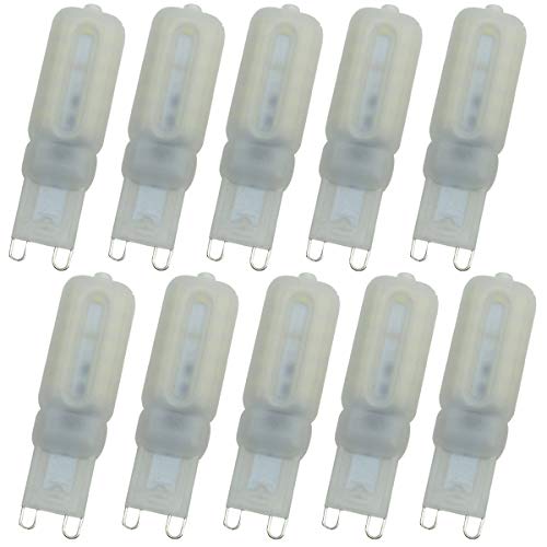 10 Pack de bombillas LED G9 Blanco cálido 3000K Equivalente a 30W Bombilla halógena G9 Bombilla LED bi-pin G9 2835 22 LEDs AC220V Bombilla de foco LED Clase de energía A +