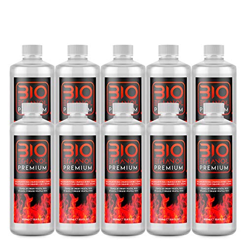 10 x 1 Litro Bioetanol Premium Transparente para chimeneas