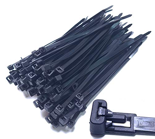 100 bridas para cables reutilizables, 200 mm x 4,8 mm, color negro, reutilizables, resistentes a los rayos UV