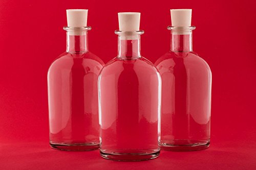 12 o 24 unidades de botellas vacías de 250 ml New-Bost de slkfactory, para licor, chupitos, farmacias, vinagre, aceite, zumos con cierre de corcho para rellenar, Nr 200ML , vidrio, 24 x 250 ml
