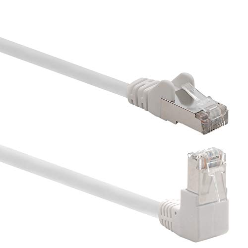 1aTTack.de 366170 - Cable de red (cat. 6, ángulo de 90º, 1 m, 1 unidad, cat. 6, 1000 Mbit/s, conector RJ45, 1 m), color blanco