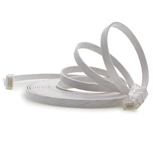 1aTTack.de Cat6 Cat.6 Cable Plano Cable de Red LAN Cable Plano Banda LAN 1000 Mbit/s Blanco Blanco - 1 Pieza 15m