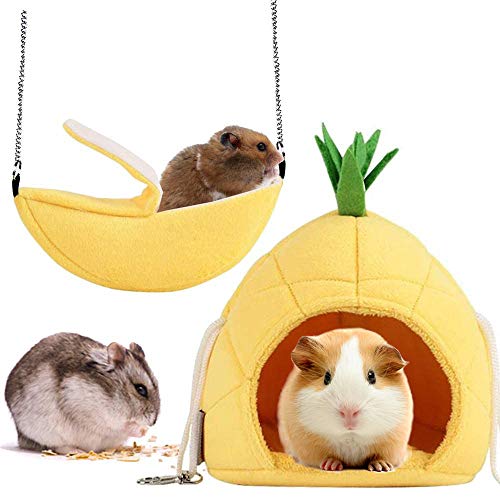 2 paquetes, Hamster Cama, Banana Hamaca, Colgante Litera Cama Casa Animal Pequeño Casa de Juguete Nido de Sueño para Pájaro Mascota