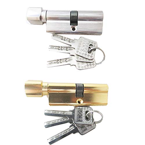 2 Piezas Cilindro cerradura puerta seguridad con pomo 35/35(70mm) con cierre antigolpes y con 3 llaves 2 Piezas Cilindro cerradura puerta seguridad con pomo 35/35(70mm) con cierre antigolpes y con 3 llaves