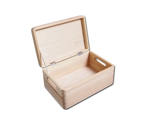 2 x Caja de madera llana nopintada para herramientas Bricolaje Cofre de Almacenaje con Manijas / Caja de jugetes 30x 20x 14cm