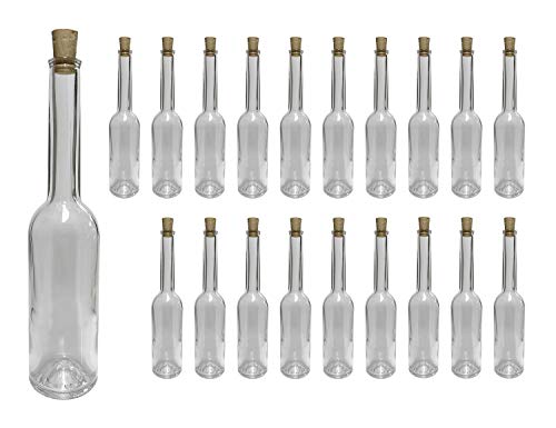 20 Botellas de Cristal vacías Transparentes de 100 ml con Cierre, Botella de chupito, Botella de Aceite, Botella con Corcho
