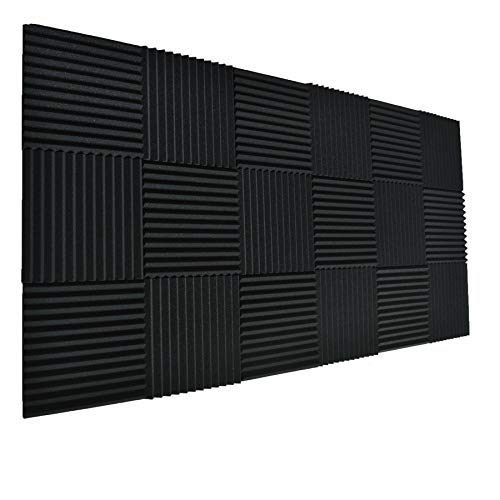 24 paneles negros de pared para absorción de sonido e insonorización para estudio. 24 unidades de color negro y de 2,54 x 30,48 x 30,48 cm 24 paneles negros de pared para absorción de sonido e insonorización para estudio. 24 unidades de color negro y de 2,54 x 30,48 x 30,48 cm
