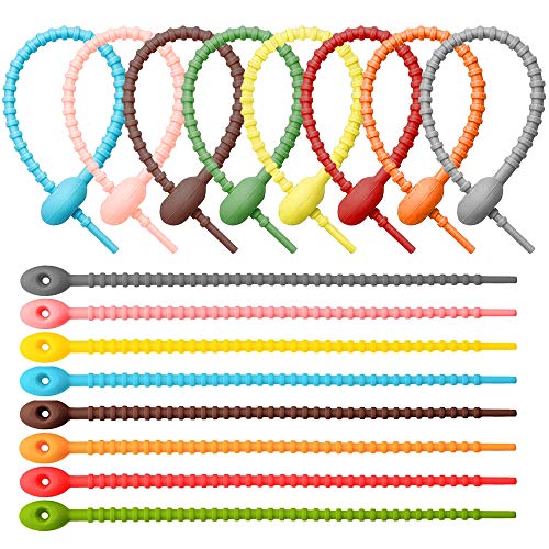 24 piezas de silicona Twist Ties Organizador de cables Lazos de silicona Bolsa de bridas